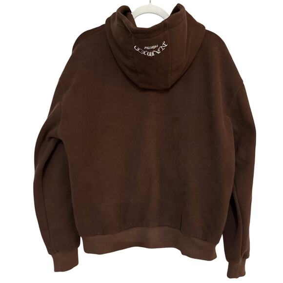Named Collective Full Zip Hoodie Large Unisex Chocolate Brown Embroidered Grunge - Picture 2 of 9